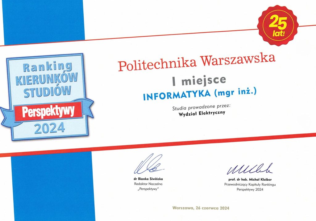 Informatyka Stosowana - Politechnika Warszawska WYDZIAŁ ELEKTRYCZNY
